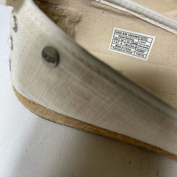 UGG Ivory linen ballet espadrilles flats round toe with lace ribbons bow… - Picture 6 of 12